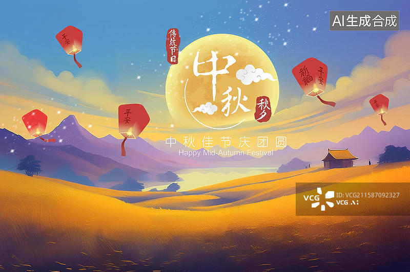 【AI数字艺术】传统节日中秋佳节庆团圆节日海报图片素材