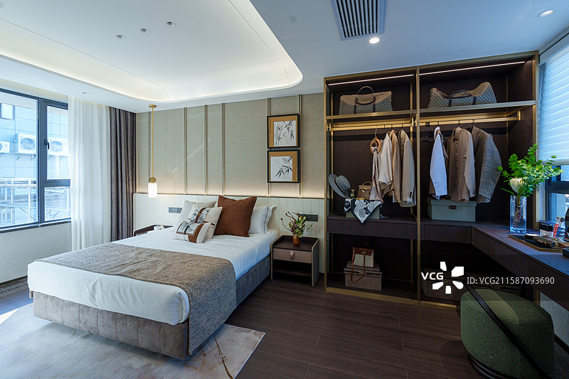 高档住宅小区 样板间 现代豪华卧室 起居室 家居设计图片素材