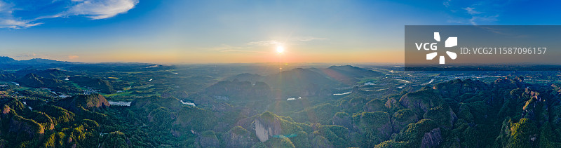 江西鹰潭龙虎山全景航拍图片素材