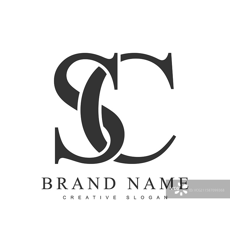 时尚的SC字母标志模板图片素材