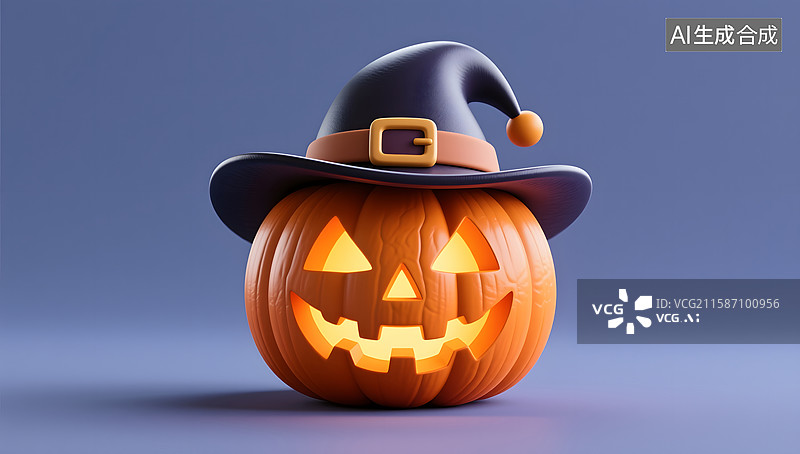 【AI数字艺术】万圣节的南瓜装饰三维渲染图片素材