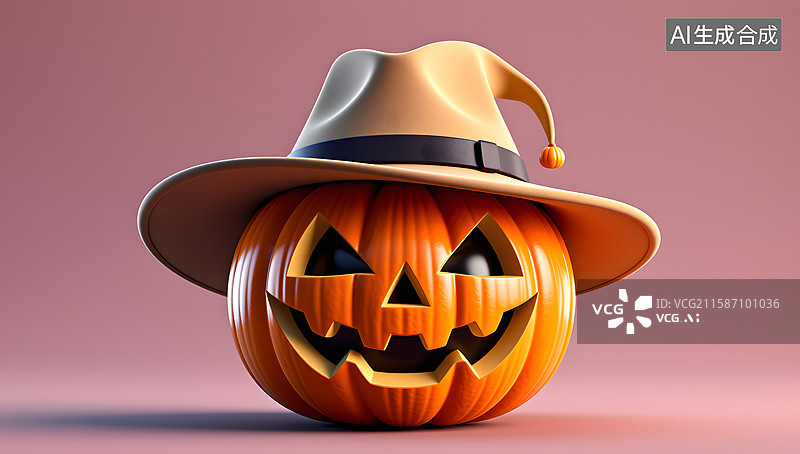 【AI数字艺术】万圣节的南瓜装饰三维渲染图片素材