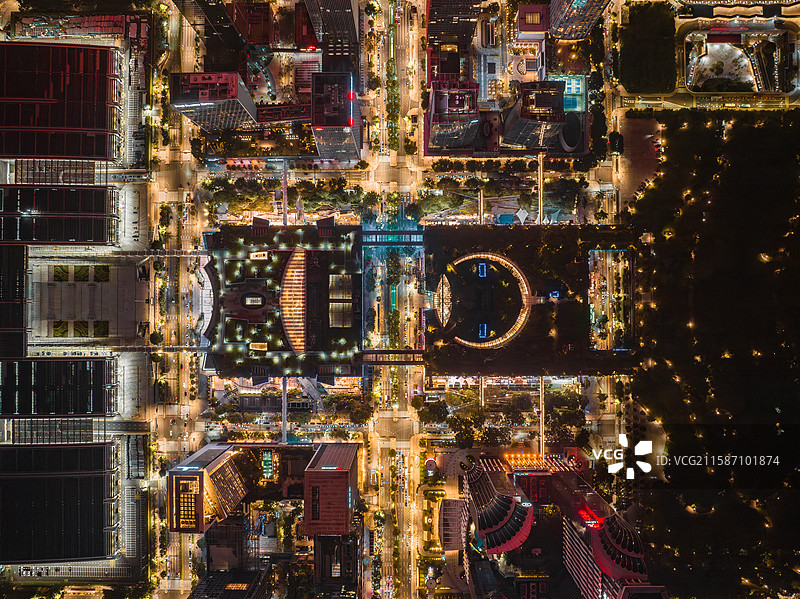 深圳市民广场航拍夜景风光图片素材