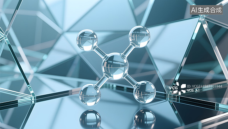【AI数字艺术】化妆品保湿水分子的3d渲染图片素材