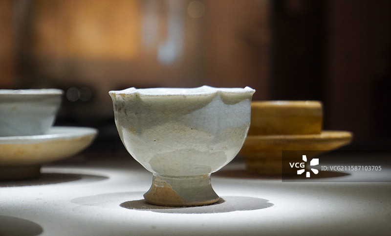 宋青白釉梅花杯，福建博物院藏图片素材