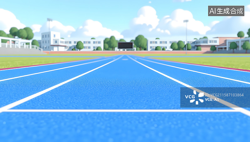 【AI数字艺术】运动比赛的跑道3D场景插画图片素材