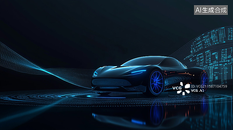 【AI数字艺术】未来感炫酷汽车广告背景图片素材