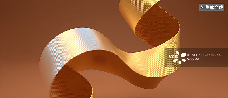 【AI数字艺术】金属丝带交织的抽象光影艺术图片素材