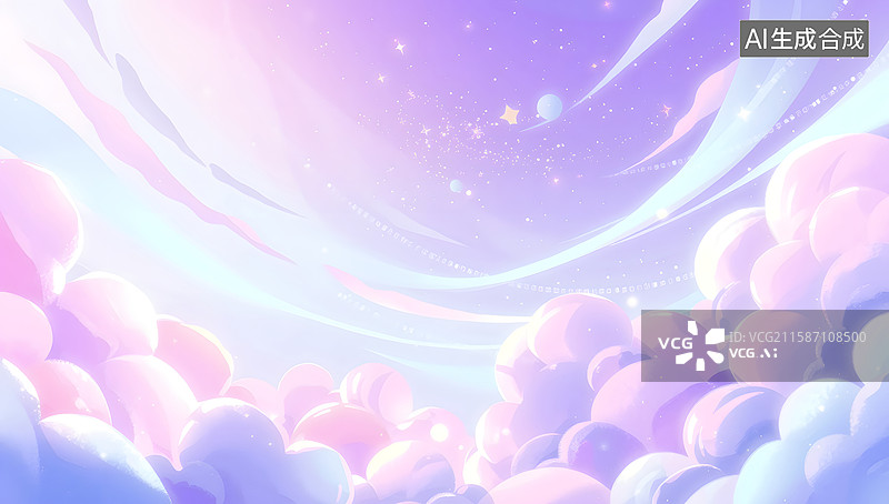 【AI数字艺术】梦幻的云朵三维渲染场景插图图片素材