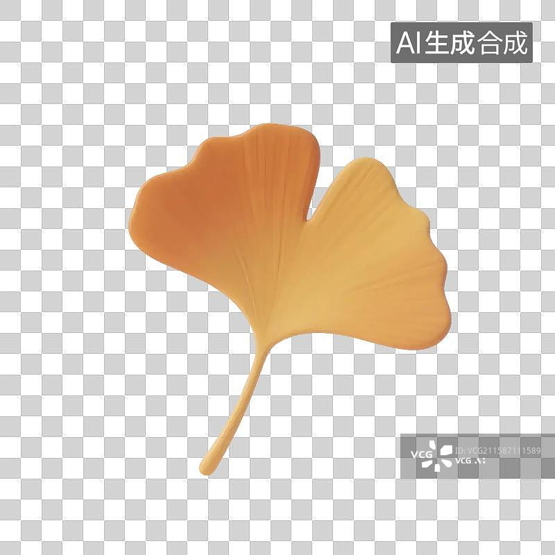 【AI数字艺术】3D渲染秋天的银杏叶图片素材