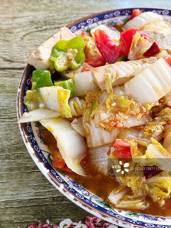 家常菜白菜炒豆腐图片素材