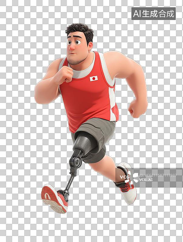 【AI数字艺术】奔跑的运动员，佩戴假肢图片素材