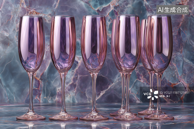 【AI数字艺术】五个粉色香槟杯图片素材