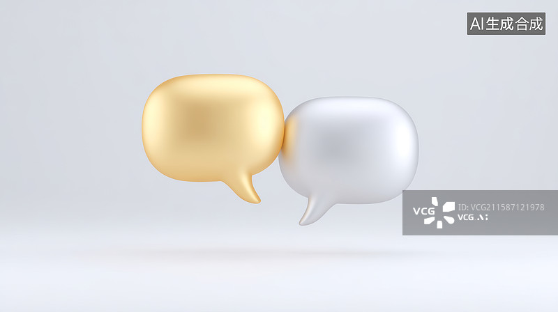【AI数字艺术】两金色银色对话框图片素材