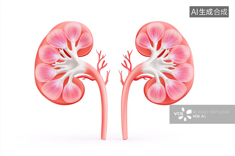 【AI数字艺术】两个人类肾脏的横截面示意图图片素材
