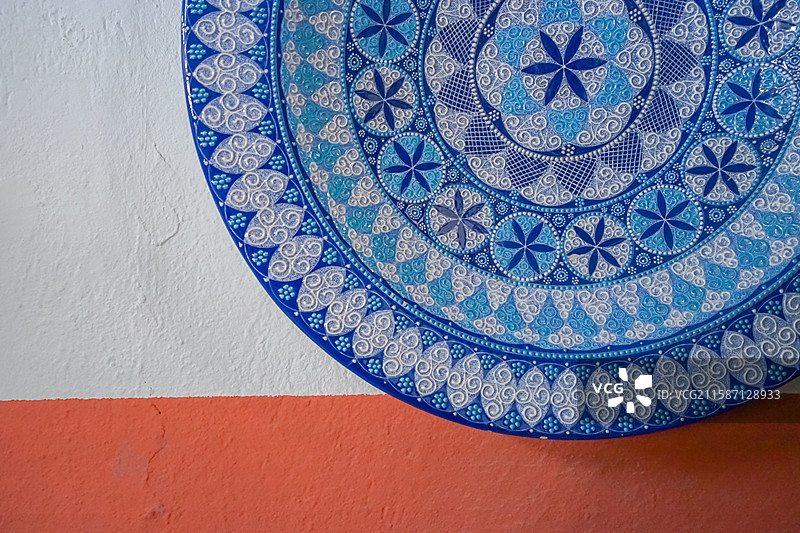 蓝色的土耳其瓷器特写图片素材