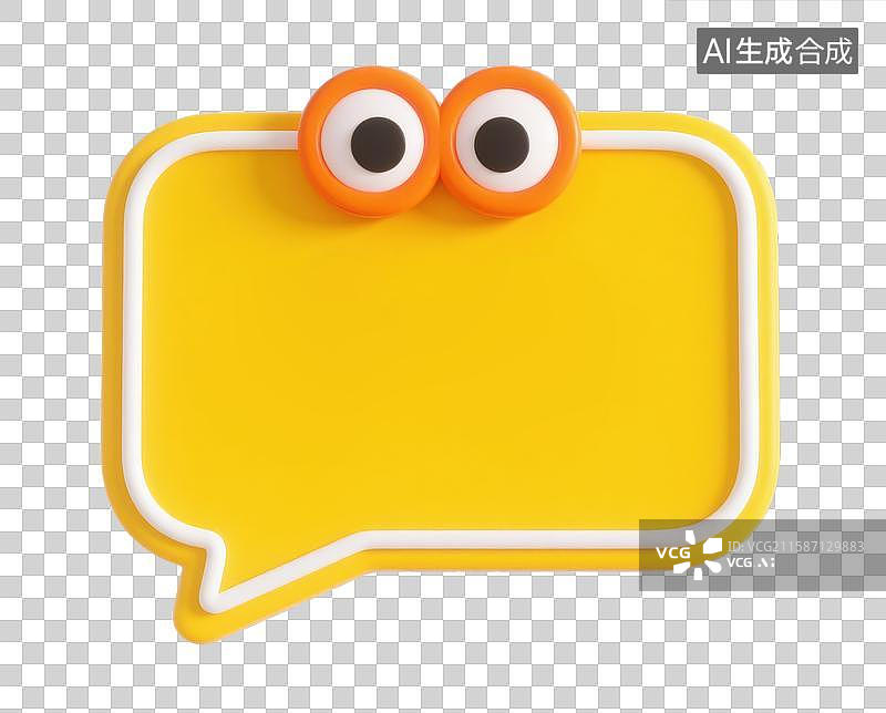 【AI数字艺术】3D三维立体眼睛可爱风对话气泡边框文字框文本框标题框内容框元素图片素材