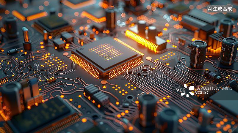 【AI数字艺术】科技智能芯片创意图 计算机芯片 科技电路板特写镜头图片素材