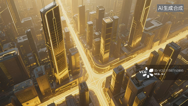 【AI数字艺术】城市黄昏景象图片素材
