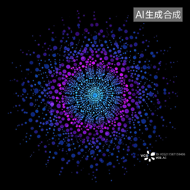 【AI数字艺术】神秘紫光：点阵螺旋图片素材