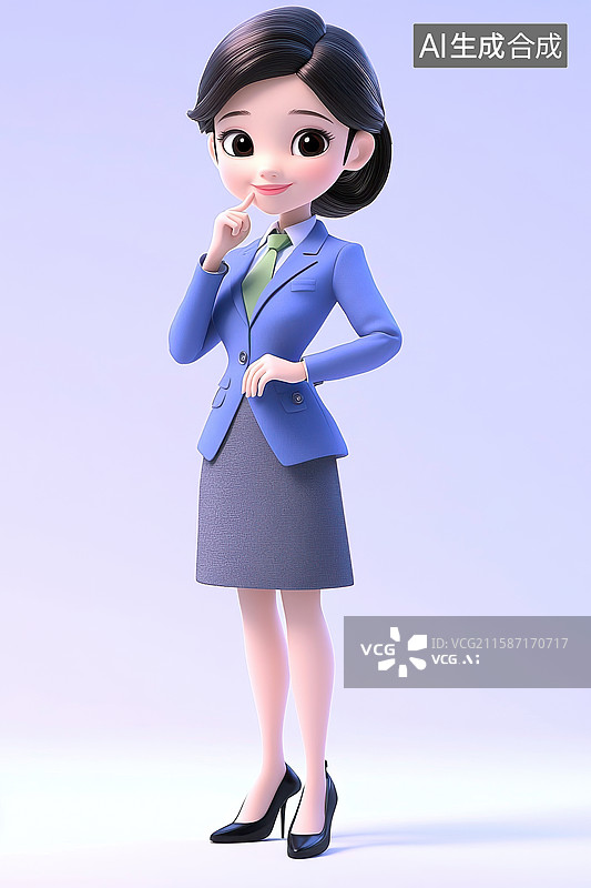 【AI数字艺术】穿着职业装的卡通女性形象图片素材