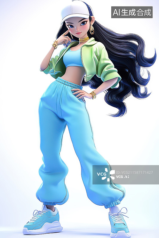 【AI数字艺术】时尚休闲装扮的动漫人物图片素材