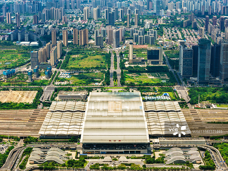 湖南省铁路交通枢纽长沙南站航拍图片素材