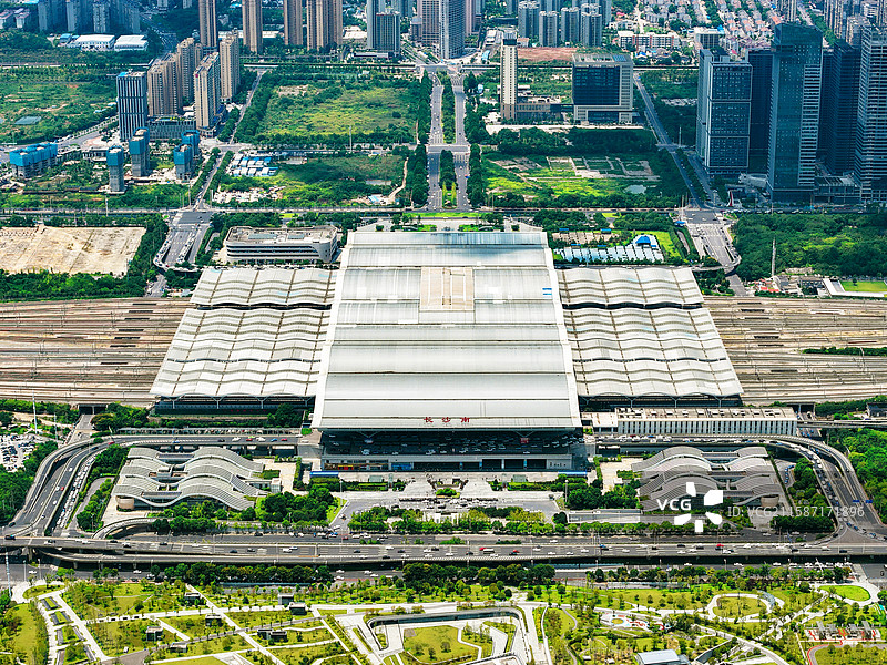 湖南省铁路交通枢纽长沙南站航拍图片素材