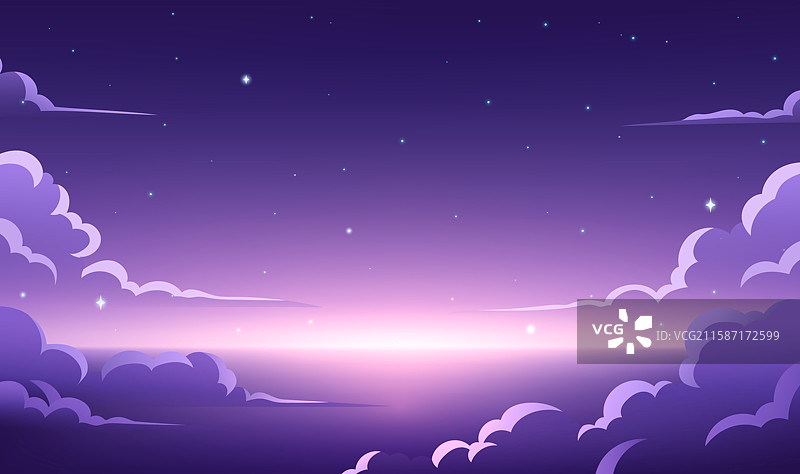 手绘卡通风格夜晚星空背景插图图片素材