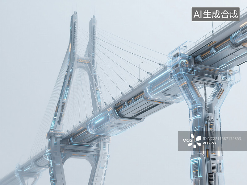 【AI数字艺术】未来感桥梁结构图片素材