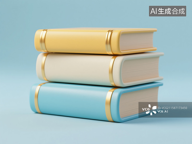 【AI数字艺术】三本彩色书籍叠放图片素材