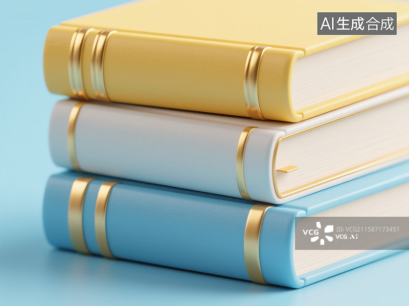 【AI数字艺术】三本色彩渐变的书籍叠放图片素材