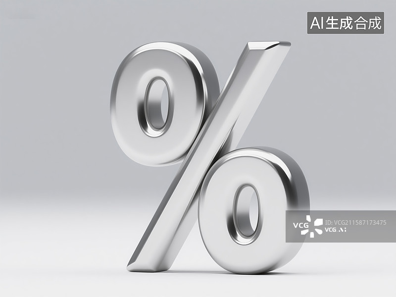【AI数字艺术】银色百分比符号立体展示图片素材