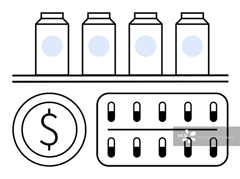 消费品和药物与货币图片素材