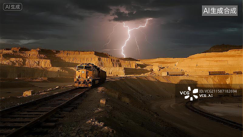【AI数字艺术】自然闪电矿山矿坑闪电图片素材