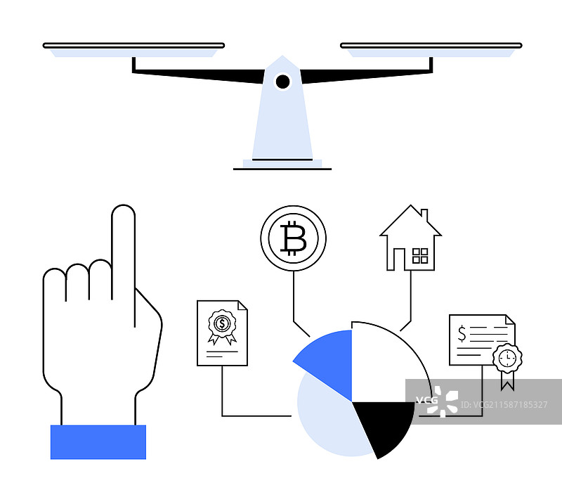 用手指平衡资产进行决策图片素材