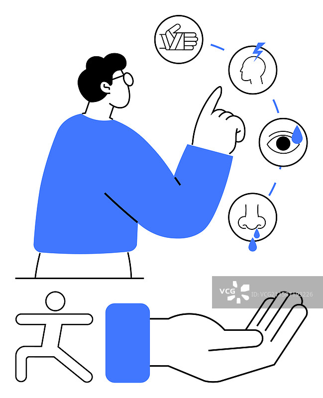 探索感官知觉的人与象征性元素图片素材