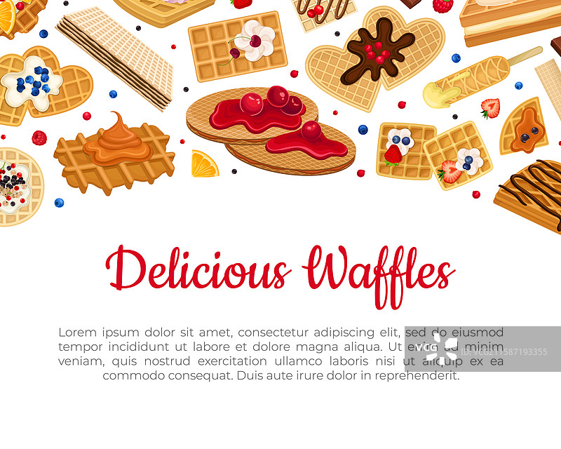 华夫饼食品作为糕点甜点横幅设计图片素材