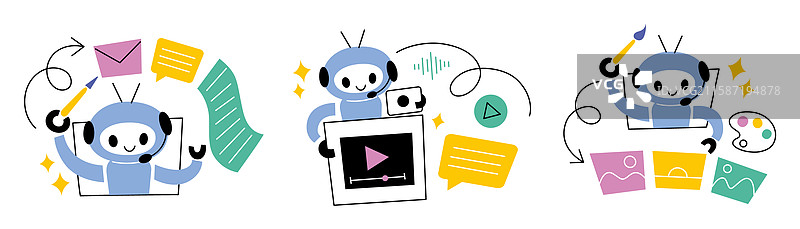 可爱的人工智能机器人助手图片素材