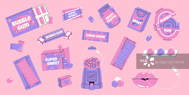 泡泡糖套装图片素材