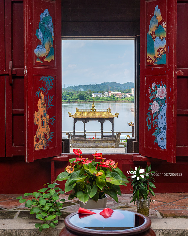 博罗县观音阁镇，天后宫、埠鹅古寺、三界庙及东江旁边 东江风景图片素材