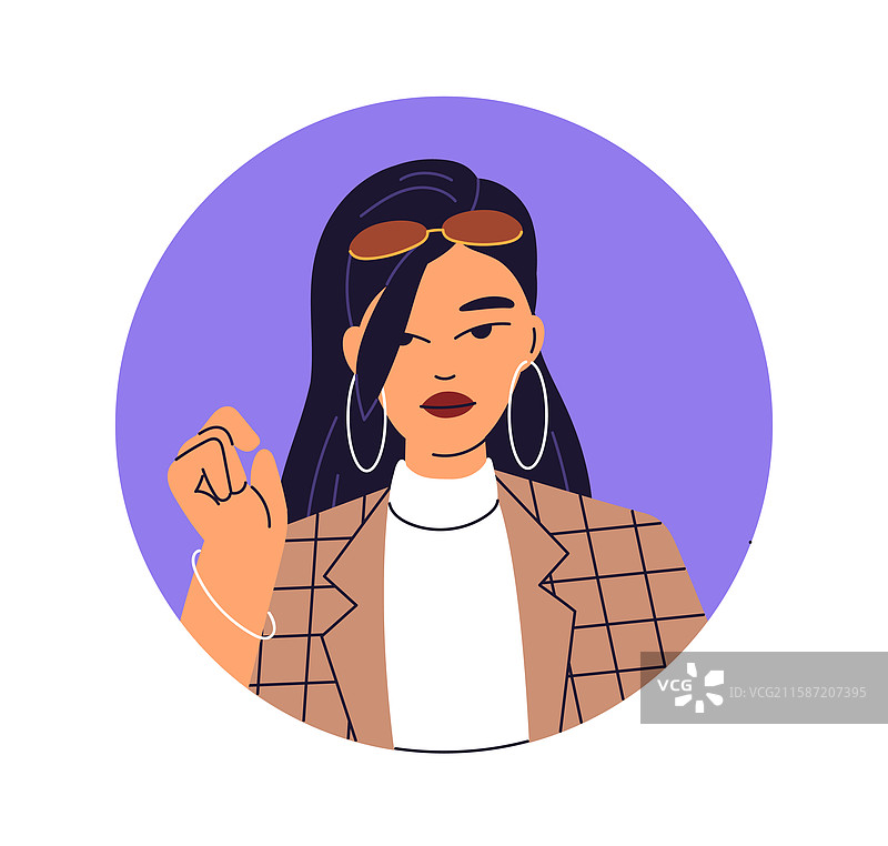 时尚的年轻亚洲女性头像图片素材