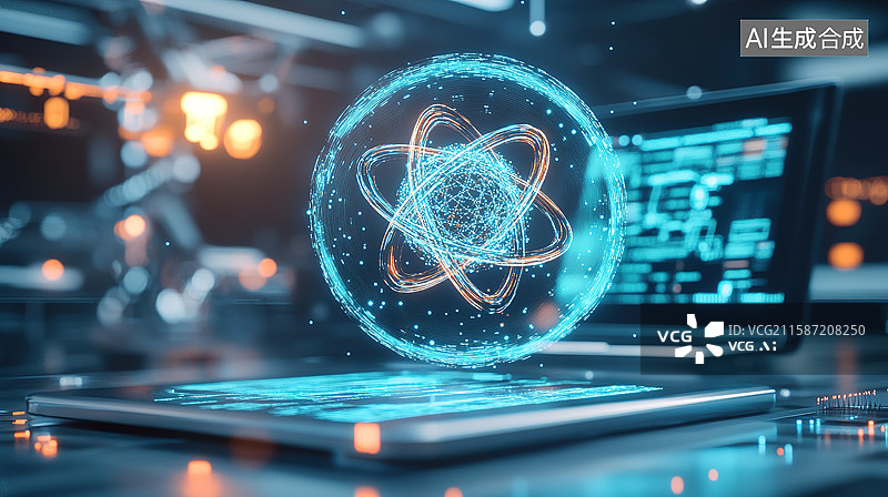 【AI数字艺术】量子计算概念实验室科研场景插画插画图片素材