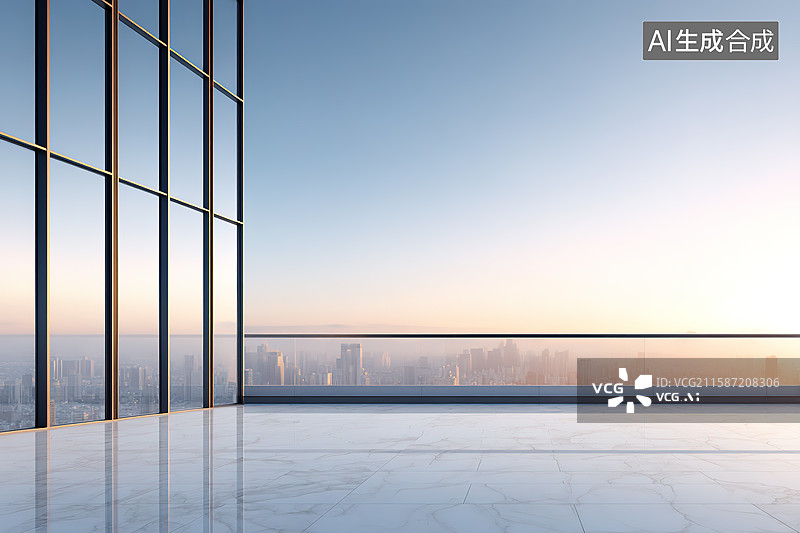 【AI数字艺术】摩天大楼落地窗现代建筑室内空间图片素材