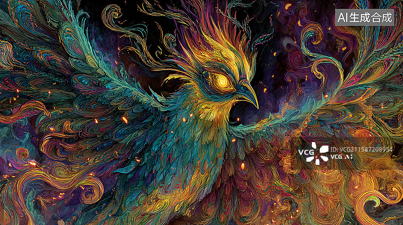【AI数字艺术】神鸟凤凰图片素材
