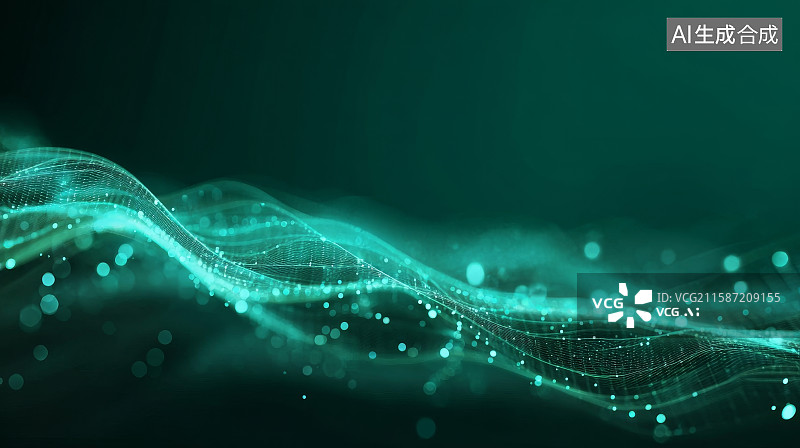 【AI数字艺术】绿色光影科幻背景图图片素材