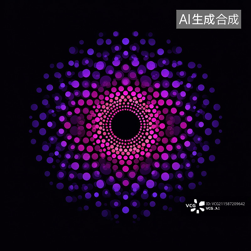 【AI数字艺术】神秘紫光：点阵螺旋图片素材