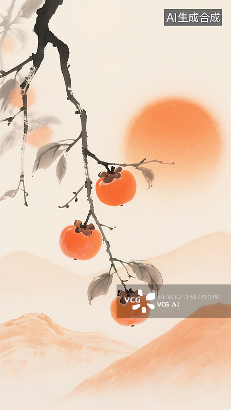 【AI数字艺术】霜降海报水墨插画图片素材