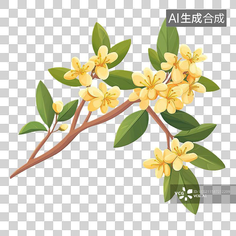 【AI数字艺术】桂花，3D渲染，粘土风格，免抠元素图片素材
