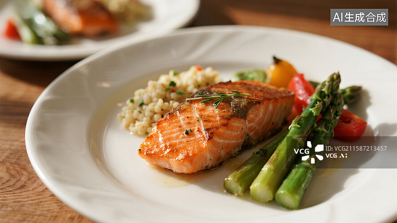 【AI数字艺术】精致亚洲烤三文鱼：味蕾的盛宴图片素材